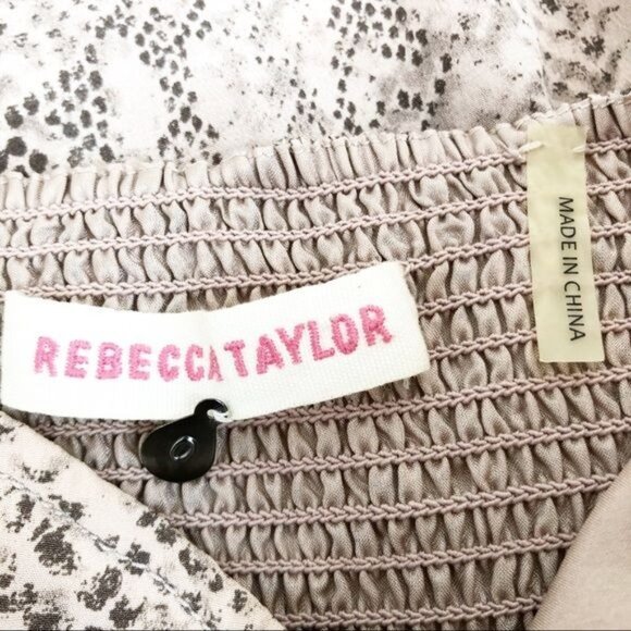 Rebecca Taylor 100% Silk Snake Print tan mini Dress size 0 - Picture 4 of 7